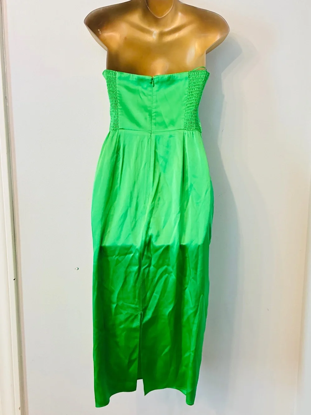 Amanda Uprichard Strapless Satin Midi Dress – Green Cocktail – Small - Picture 4 of 10